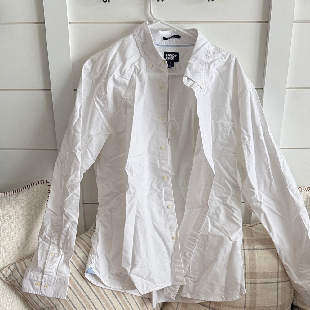 Lands' End Men's Crisp White Casual Shirt